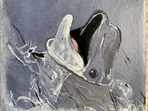 Dolphin Portrait Acrylic Painting of Dolphin Underwater Bathroom Decor Gift Ideas