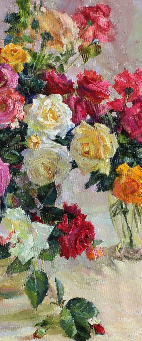 Still life with roses by Volodymyr Tarabanov