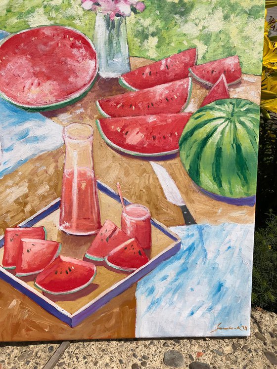 Still life with watermelon