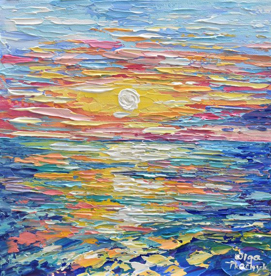 Sunset Full of Color - Original Acrylic  Palette Knife Painting