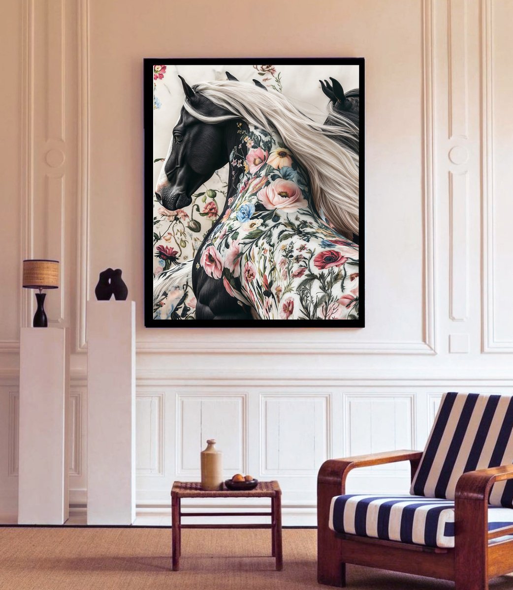 Photorealistic Animal Giclee Print By Michael Filonow, 26 X 32", Floral Majesty 4, Original Artwork