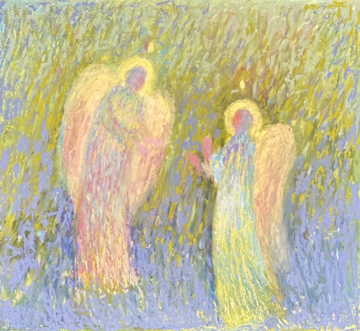 Impressionistic Abstract Pastel Drawing By Nataliia Zaharuk, 10 X 9", Whispers Of Light, Original Artwork