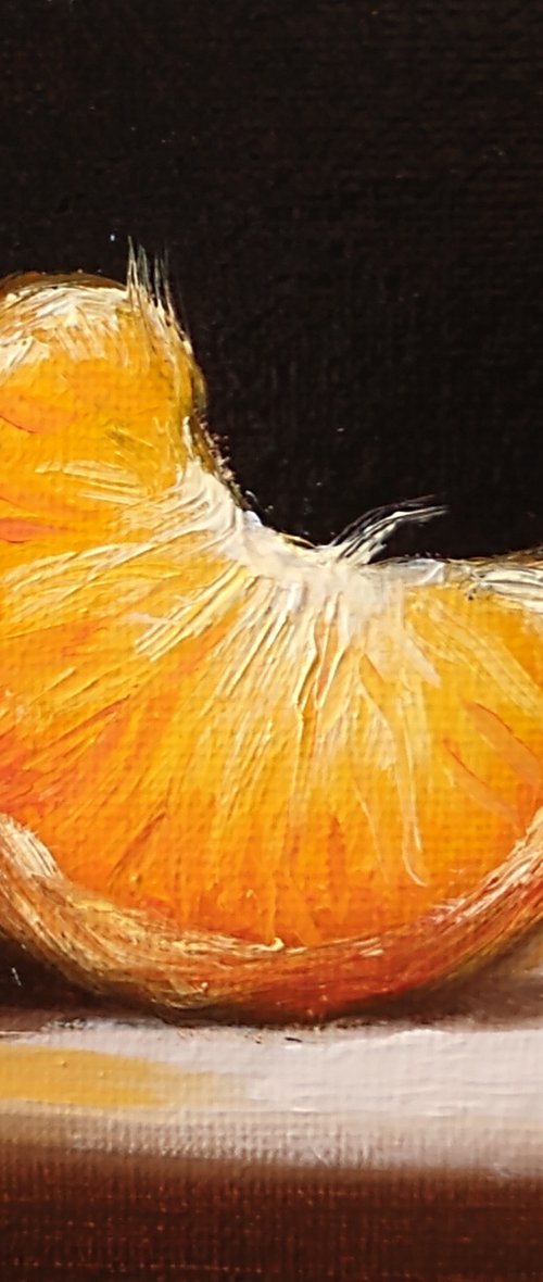 Little orange segment  still life by Jane Palmer Art