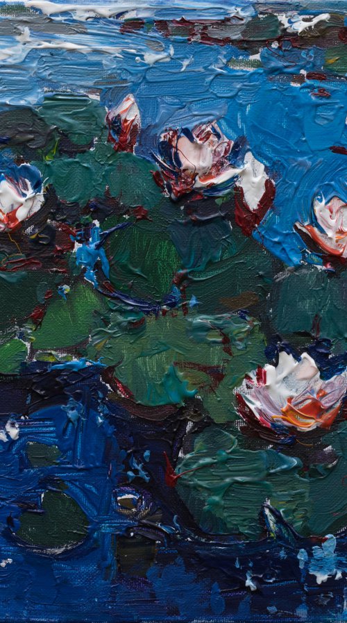 White water Lilies - Original acrylic painting by Anastasiia Valiulina