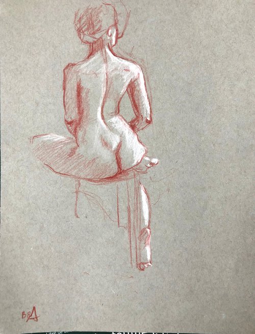 nude drawing. back-sitting model by Anna Bogushevskaya