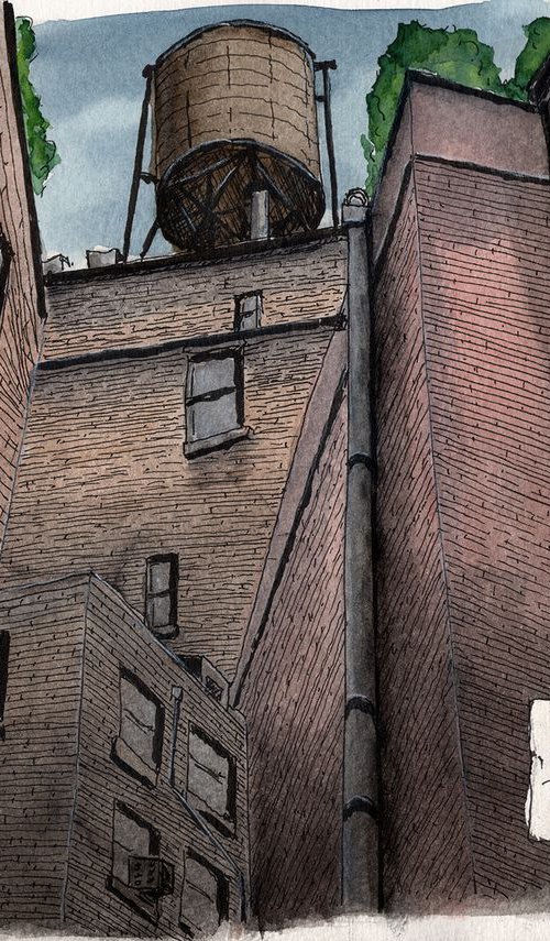 Water Tank at N. Moore St, TriBeCa, NYC by Peter Koval