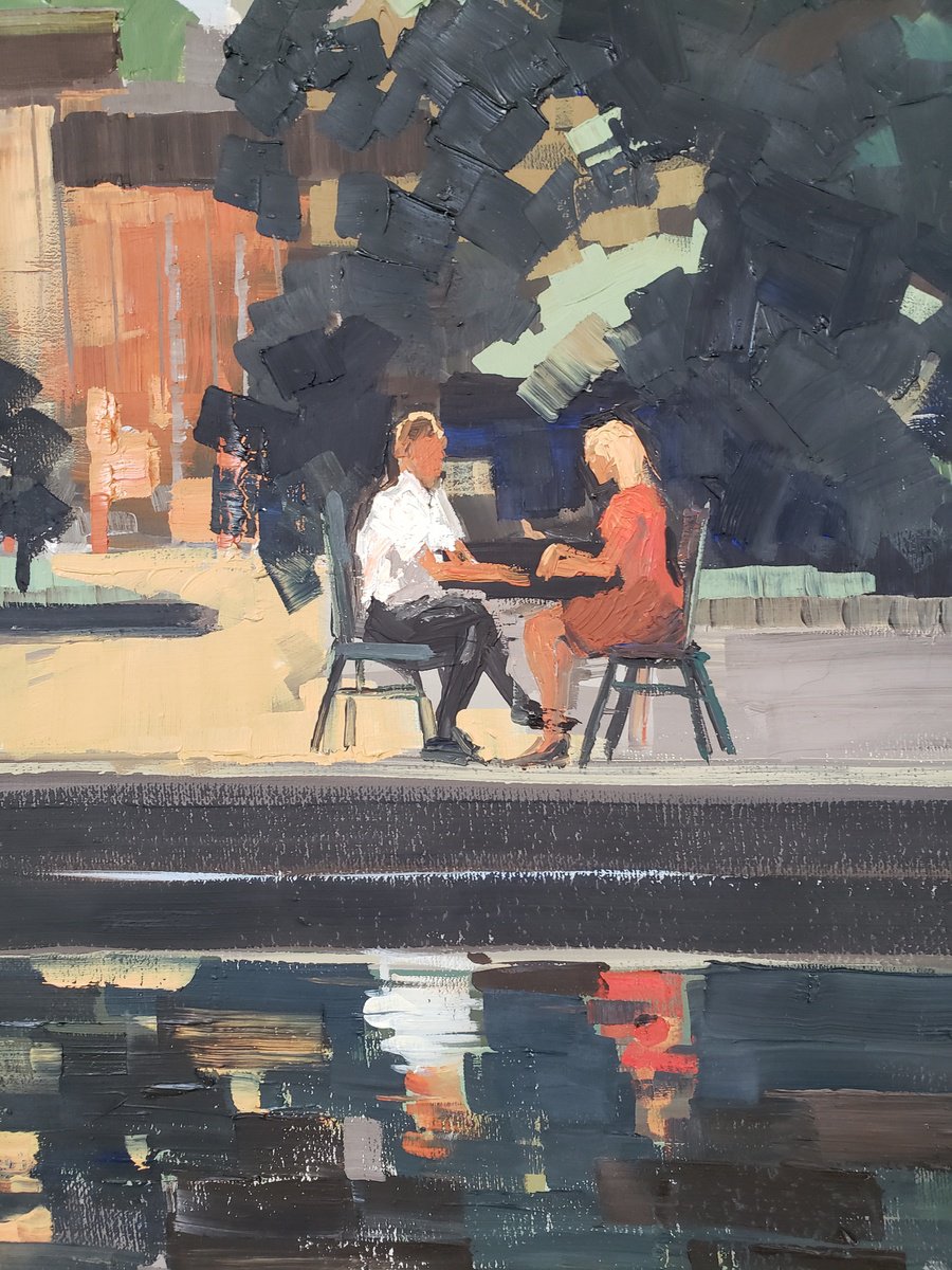 Impressionistic Cityscapes Oil Painting By Irina Alexandrina, 20 X 16, Evening, Original Artwork