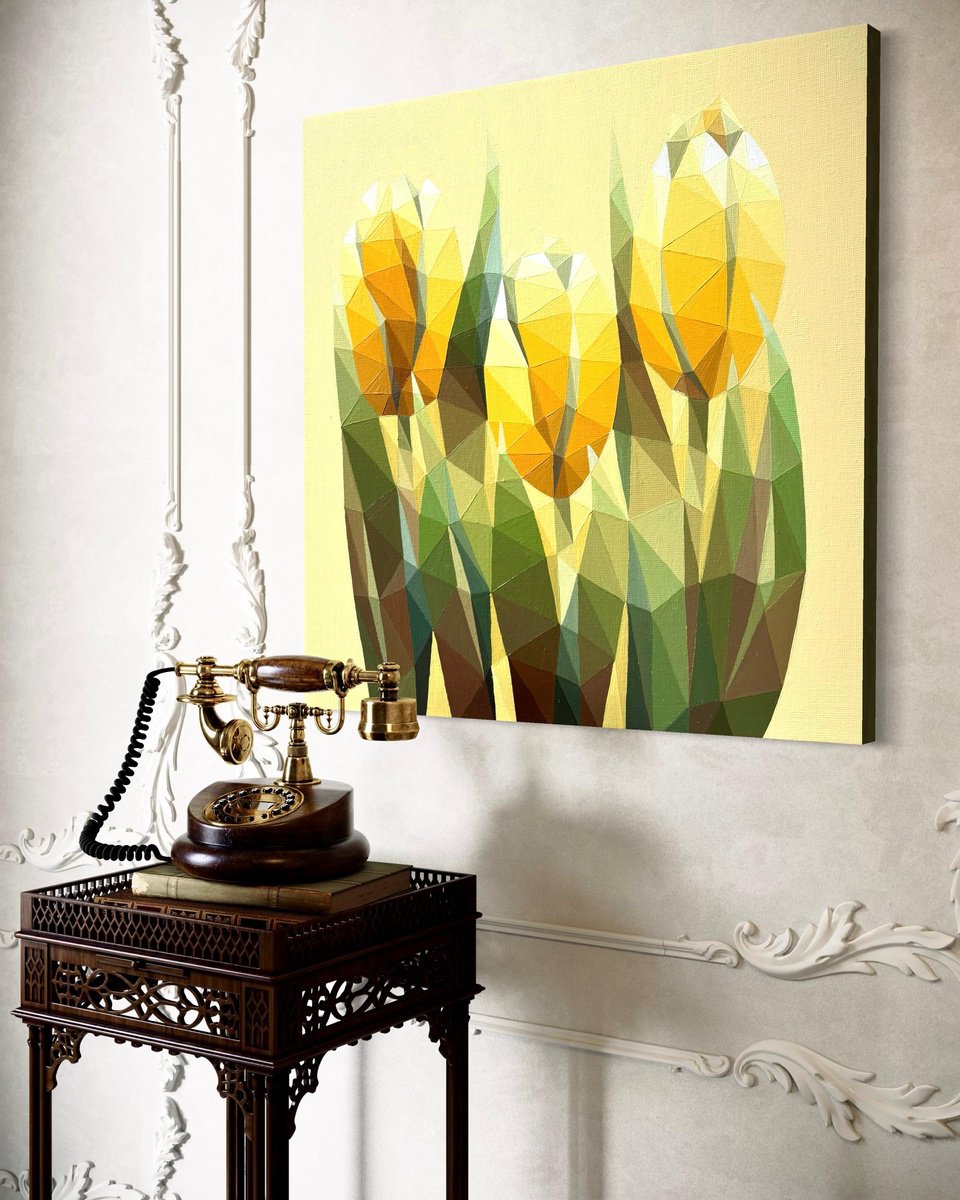 Sunny Yellow Tulips By Maria Tuzhilkina, 12 X 12, Artwork For Sale On Artfinder