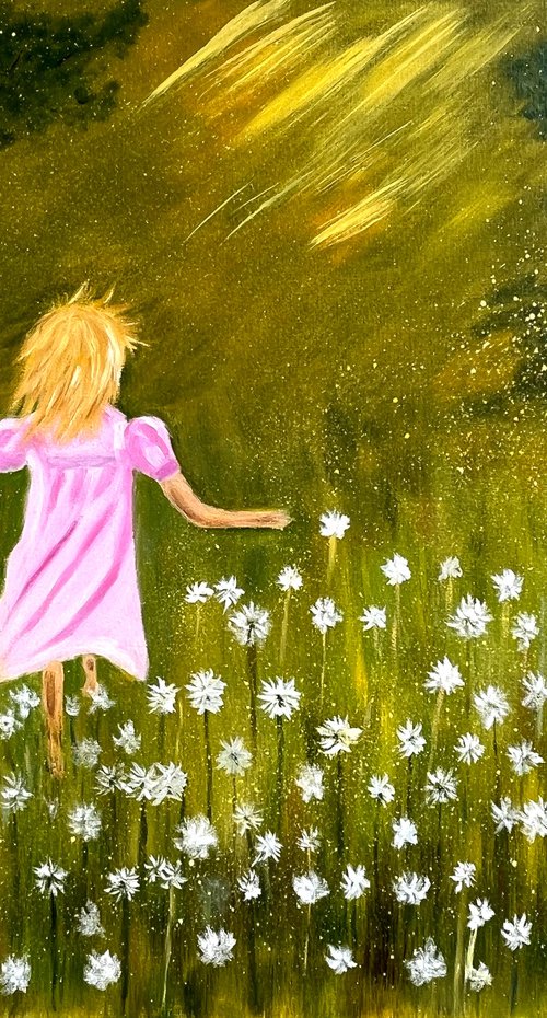 Dandelion Girl Painting by Halyna Kirichenko