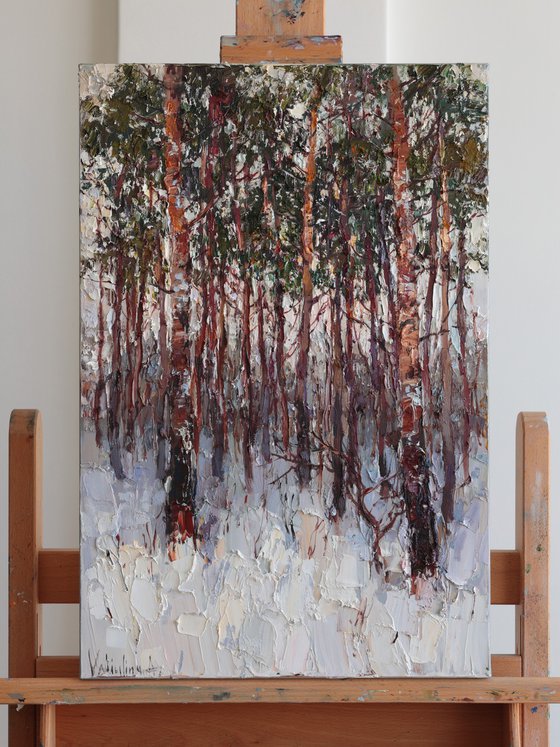 Winter Pine Forest at Dusk