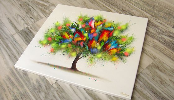 Flowering Tree 35.5” Large Abstract Painting (90 x 100 cm)