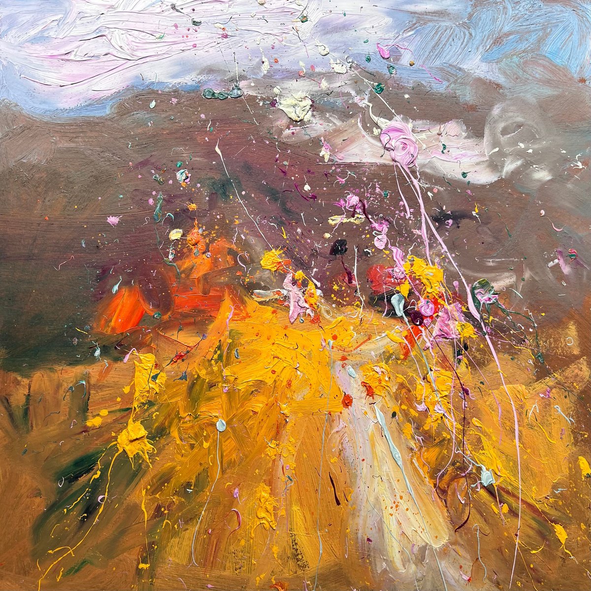 Abstract Landscape Oil Painting By Andrii Kovalyk, 20 X 20, Energy Of Carpathians Mountains, Original Artwork