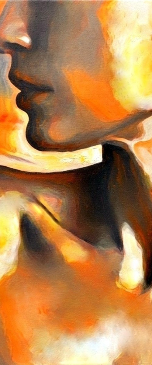 "Ochre Contour" - Abstract Figurative by Helena Wierzbicki