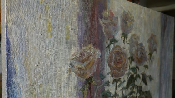 Roses Near The Light Window - Roses still life painting