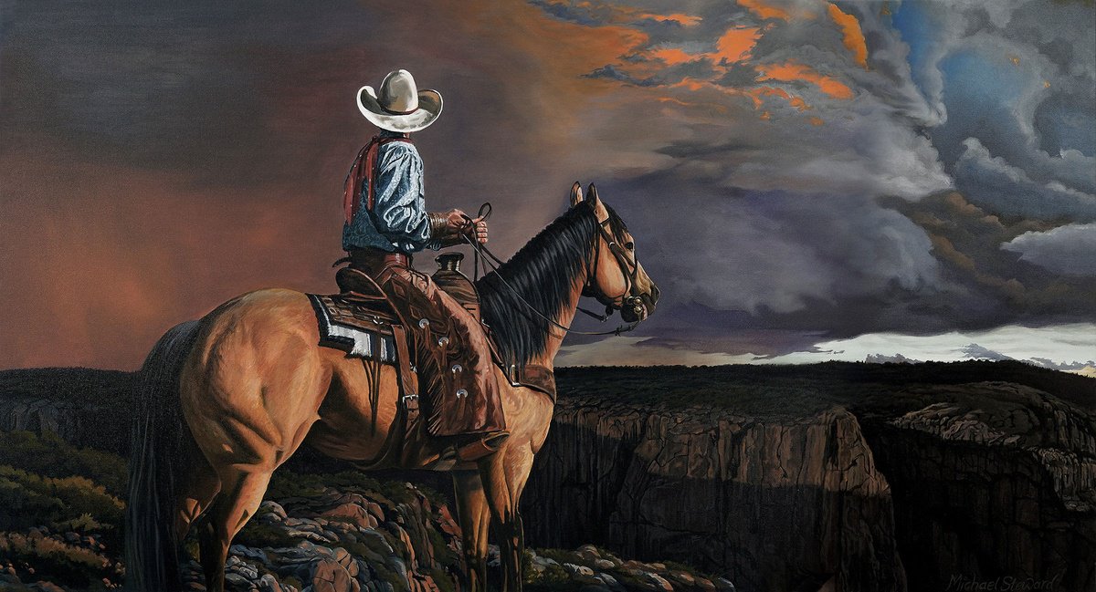 Photorealistic Landscape Oil Painting By Michael Steward, 59 X 32", Long Way Home, Original Artwork