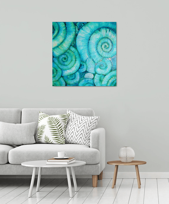 Ammonoidea   ( Ammonites textured fossil artwork, ready to hang)