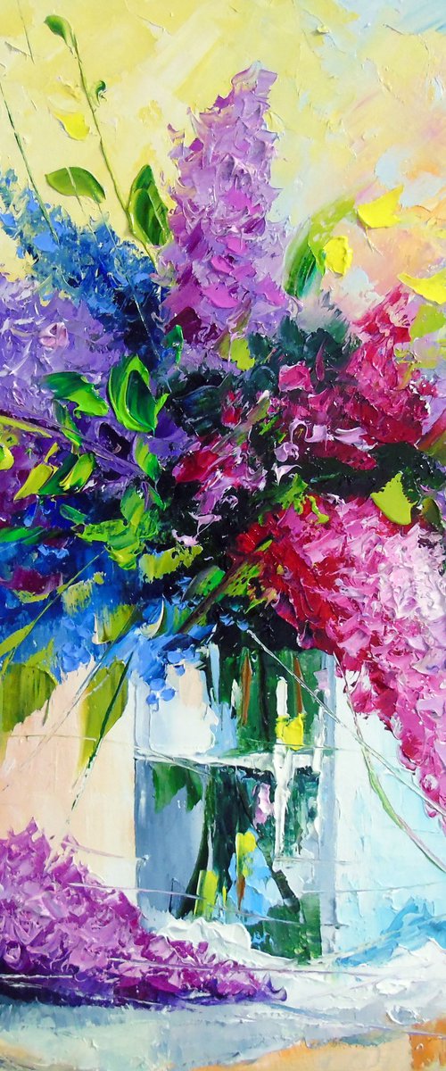 A bouquet of lilacs in a glass by Olha Darchuk