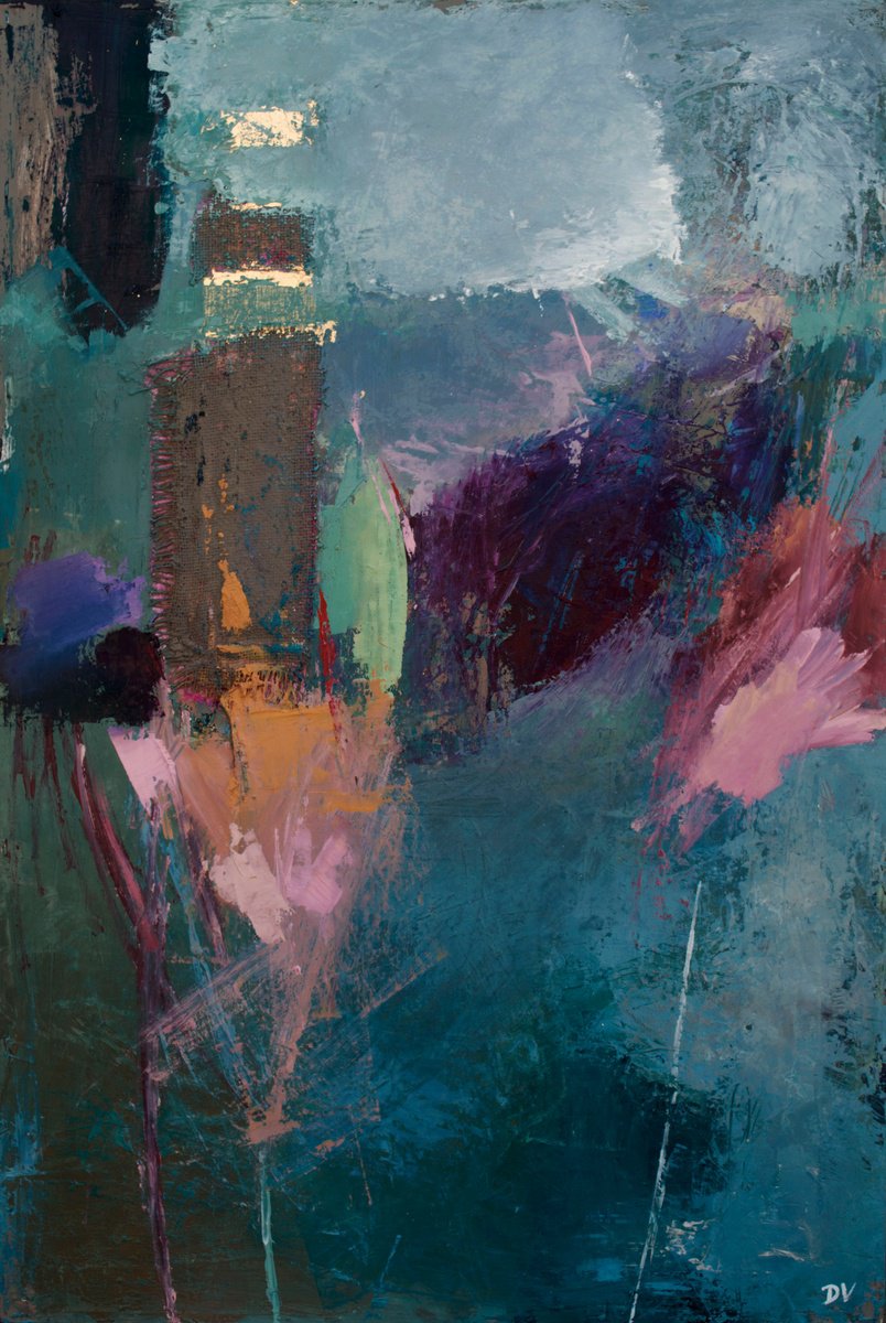 Organic Abstract Oil Painting By Damien Venditti, 24 X 35, New Beginnings 2, Original Artwork