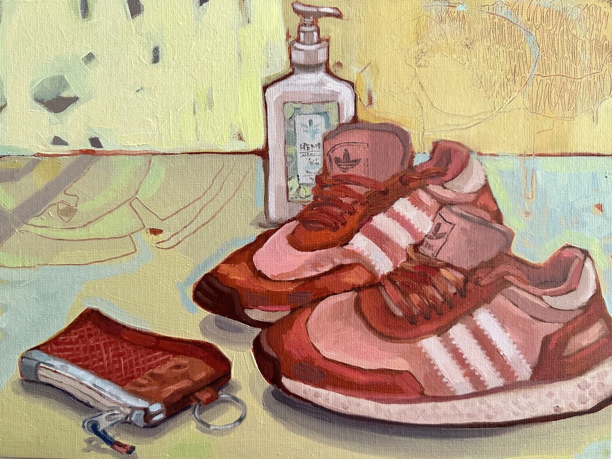 Still Life Oil Painting By Alessandra, 12 X 9, Tennis Shoes, Original Artwork