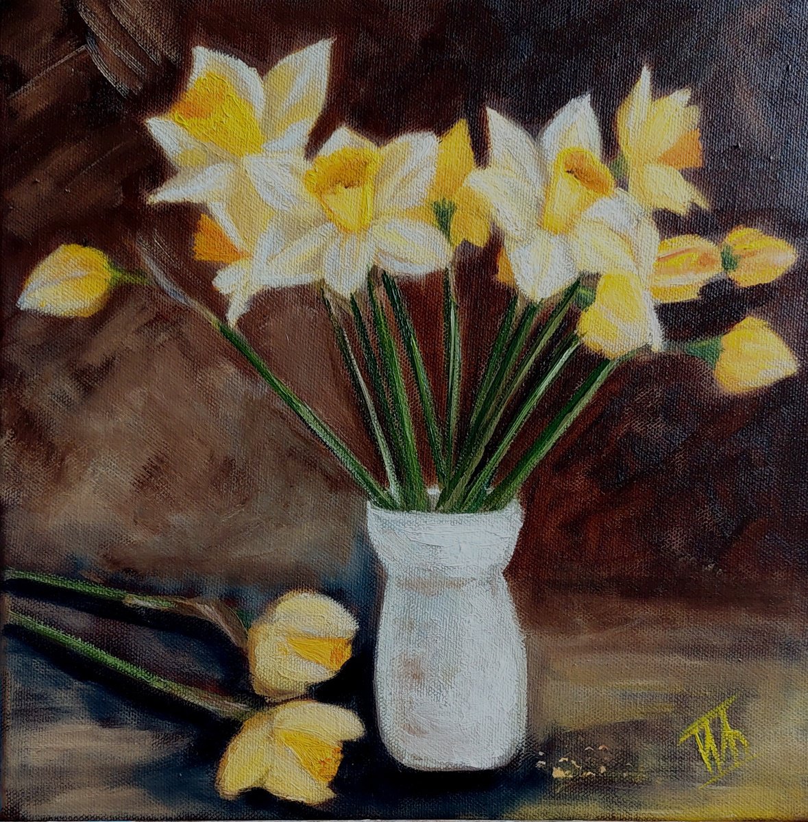 Daffodils in a vase by Ira Whittaker