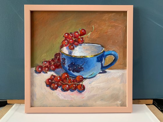 Tea Cup and red currants.