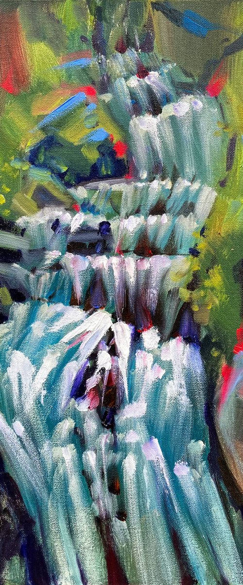 Forest Waterfall — Original Oil Painting by Natalia Miasnikova