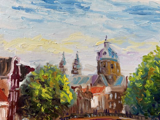 Amsterdam Canal View Saint Nicholas Basilica
