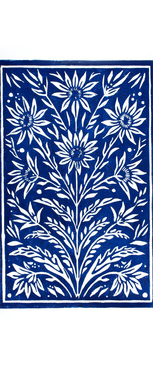 Floral ornament blue by Kosta Morr