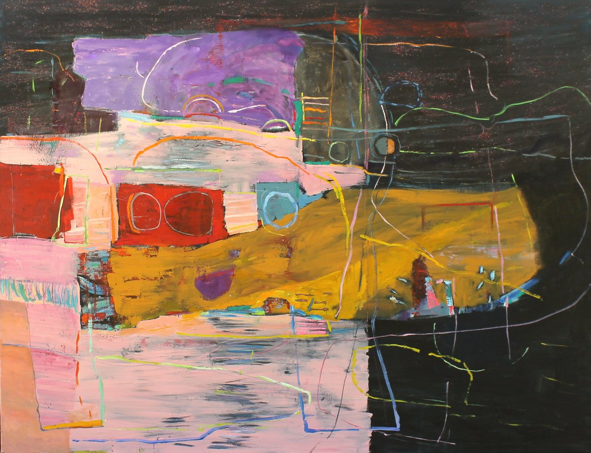 Abstract Oil Painting By Sergiy Dekalyuk, 77 X 59", Back To Space Ii, Original Artwork