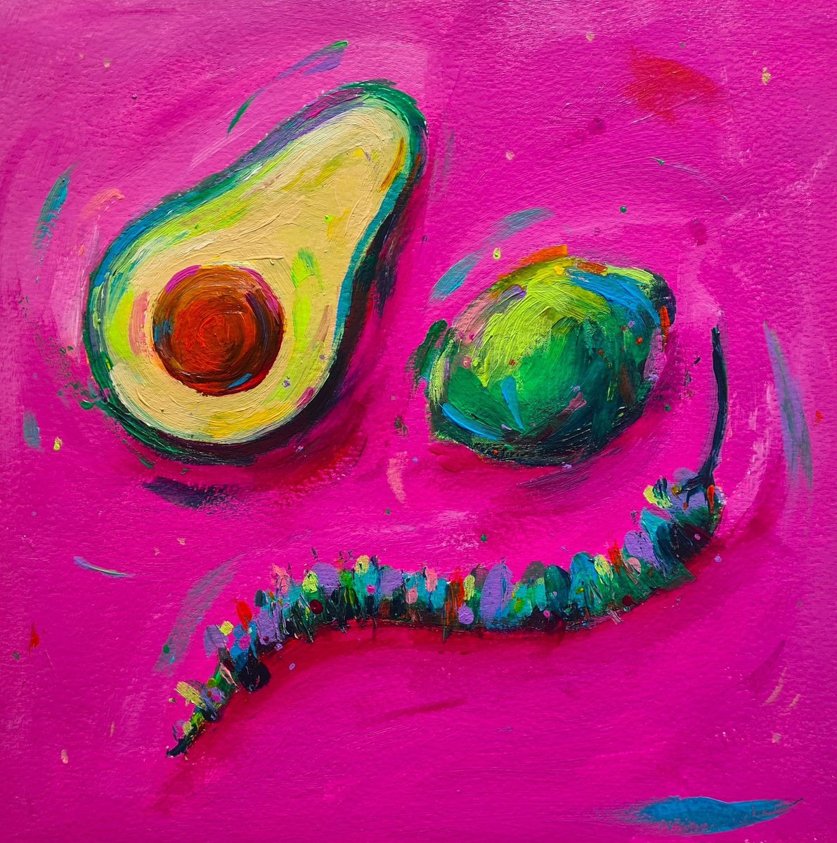  Avocado, Lime, Chilli By Dawn Underwood, 10 X 10, Artwork For Sale On Artfinder