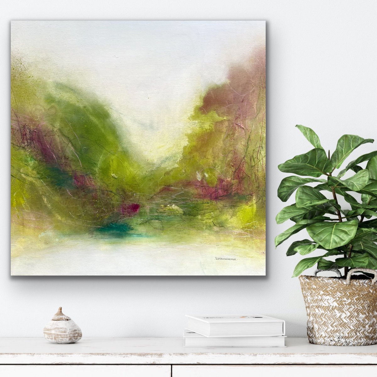 Abstract Acrylic Painting By Kirsten Schankweiler, 24 X 24", Happy Spring #1, Original Artwork