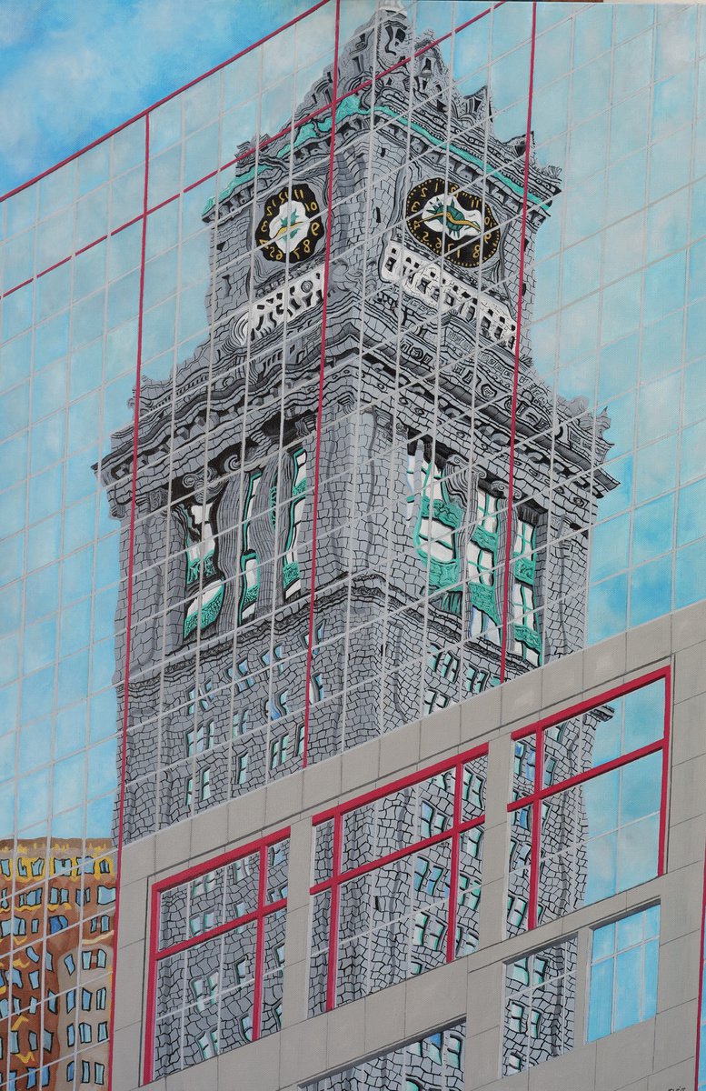Boston Custom House Reflection by Steven Fleit