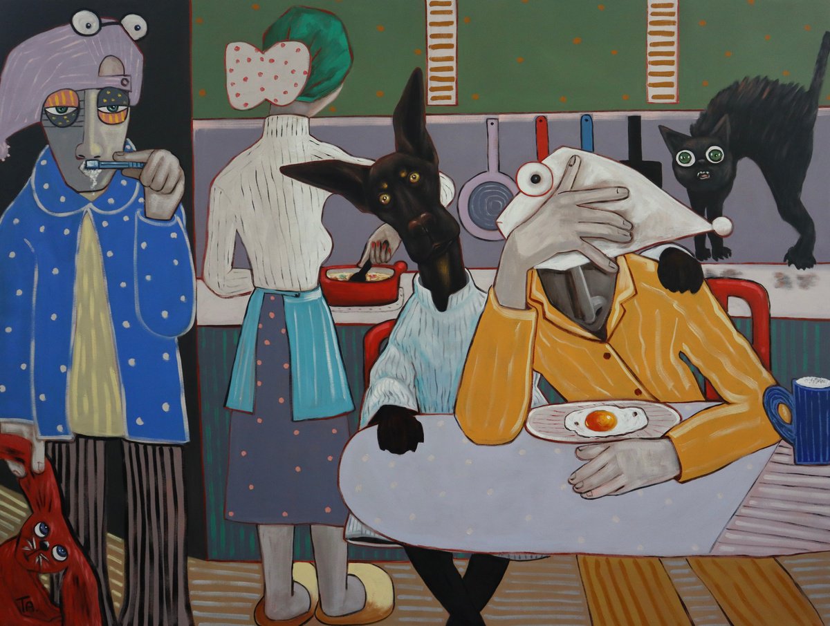 Surrealistic Portrait Oil Painting By Ta Byrne, 79 X 59", I Don