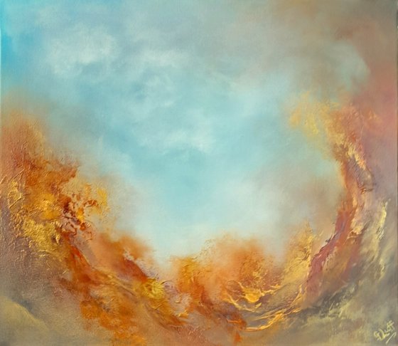 DELUGE (Abstract slimline cloudscape oil painting)