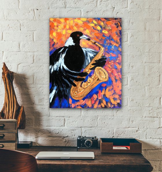 Fancy Magpie with Saxophone