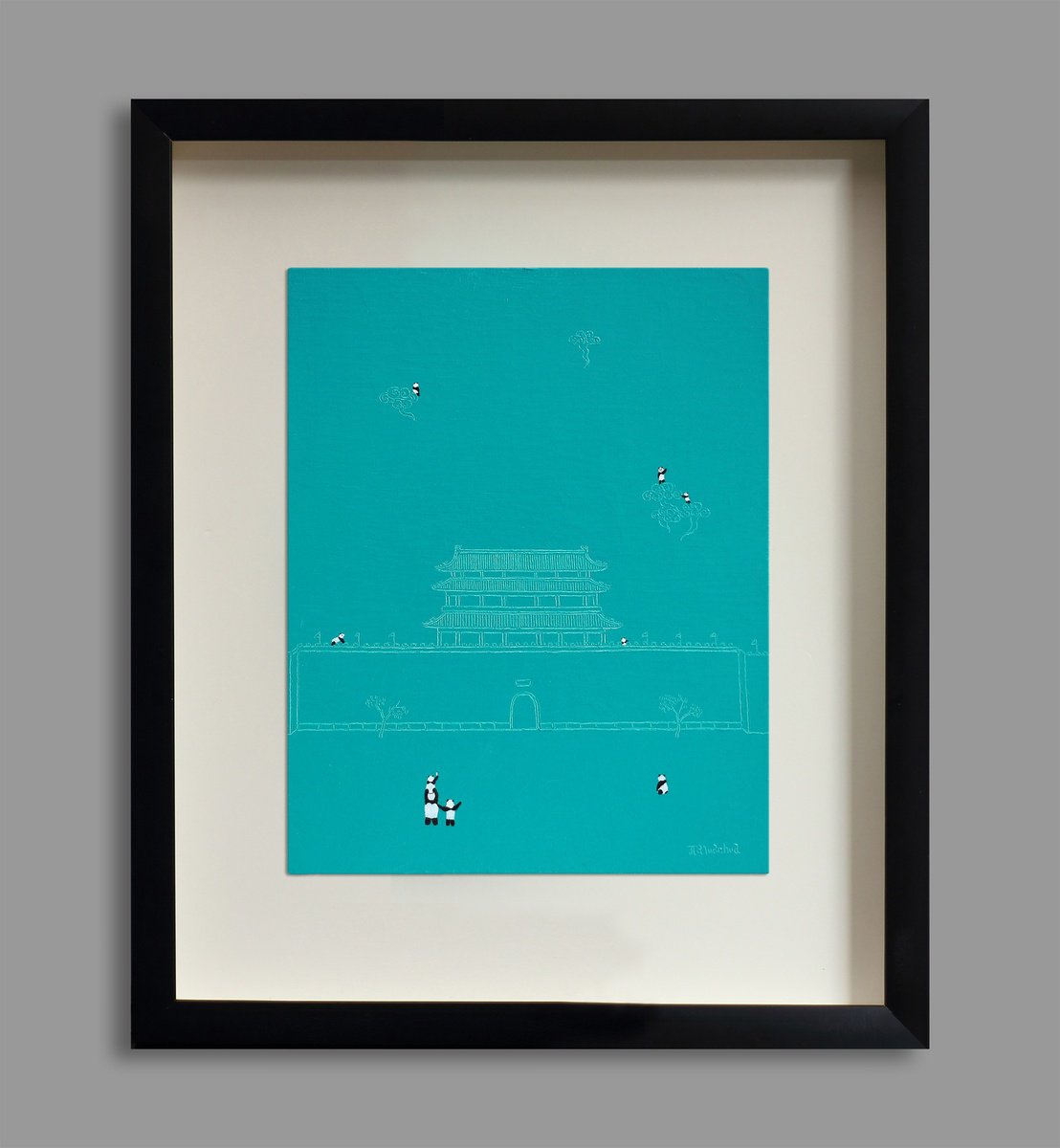 Surrealistic Cityscapes Oil Painting By Yuan Hua Jia, 17 X 20", On The Cloud No.2 ( Original ), Original Artwork