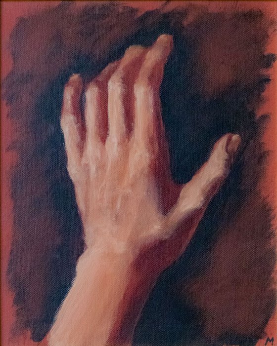 "Hand study 2" - Small oil sketch - 22X27 cm - FRAMED