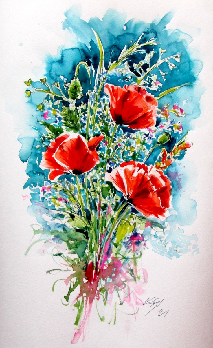 Beautiful red poppies II /38 x 25 cm/ by Kovcs Anna Brigitta