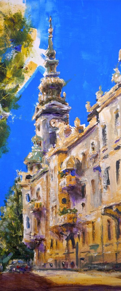 Yellow and Blue Belgrade by Nenad Kojić watercolorist