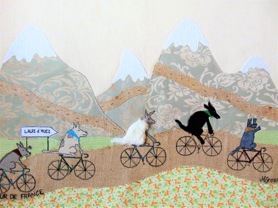 "Le Tour de France" - textile collage