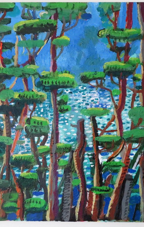 lake through the trees by Stephen Abela