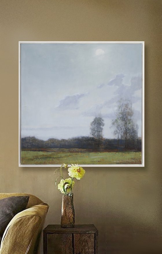 Peaceful Early Spring Morning 30x30 inch 76x76 cm by Bo Kravchenko