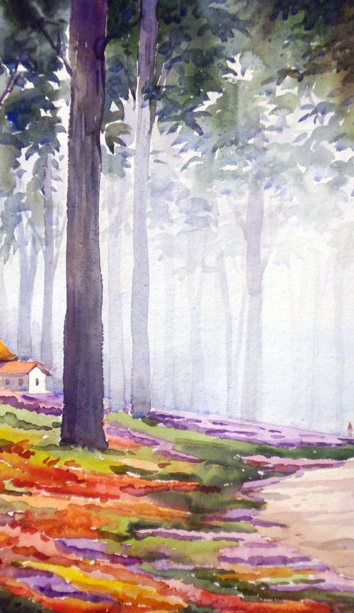 Flowers Garden & Forest-Watercolor on Paper Painting by Samiran Sarkar