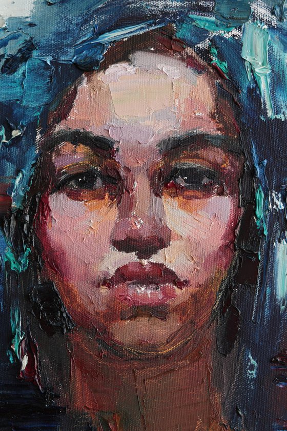 Woman in a Blue Headscarf