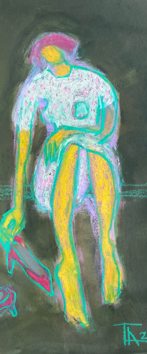 Woman with red pumps. by Tatjana Auschew