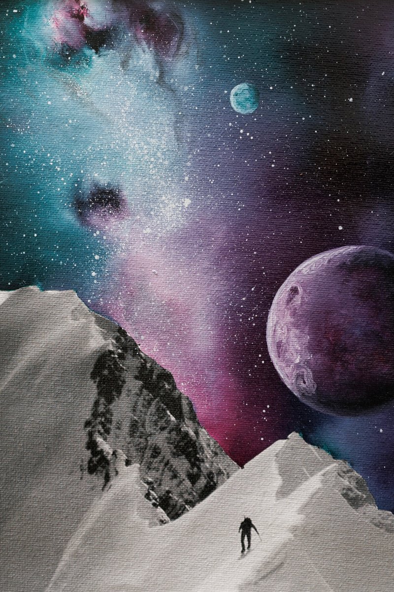 Abstract Collage By Lysergic, 8 X 11", The Summit Of Solitude, Original Artwork