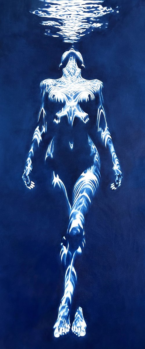 Song of the Siren -  Blue Underwater Nude by Julia Shilo