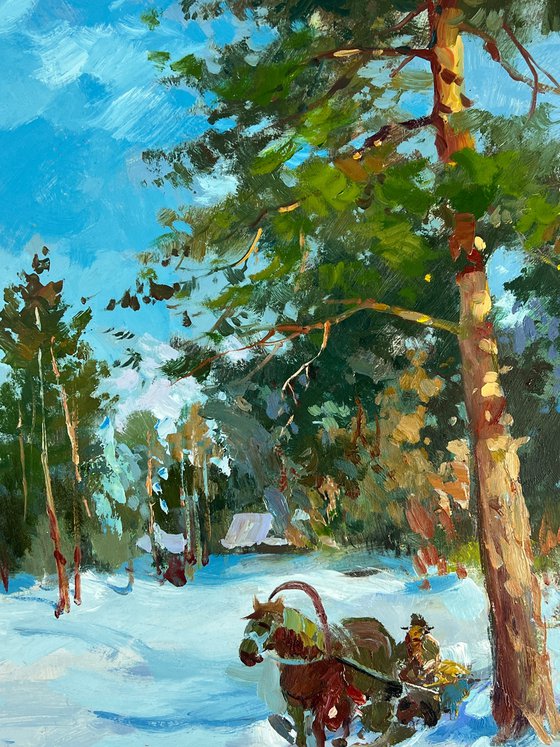 A Carriage Along a Winter Road