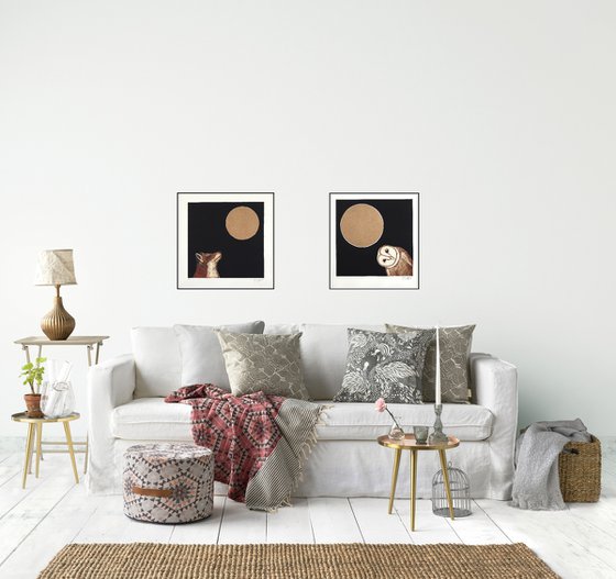 Midnight Fox and Midnight Owl Printset