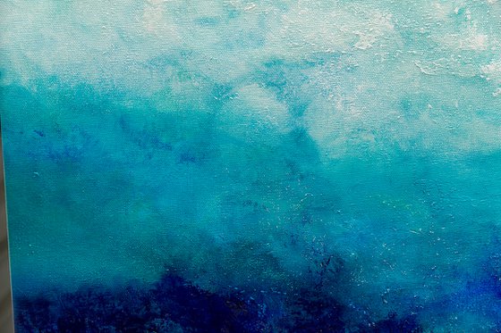 Blue abstract water landscape n°3 - Wall art Abstraction Home decor Oil painting